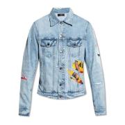 Amiri Playboy Magazine Trucker Denim Jacket Blue, Herr