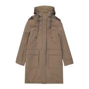 Brunello Cucinelli Blandad bomullsparka med fickor Brown, Dam