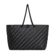 Balenciaga Läder Toteväska med Kedjehandtag Black, Dam