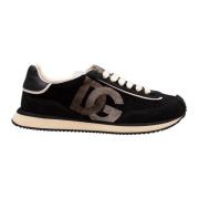 Dolce & Gabbana Sammet och mocka kudde sneakers svart/elfenben Black, ...