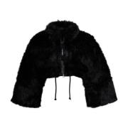 Stutterheim Svart Faux Fur Kort Jacka Black, Dam