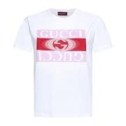 Gucci Bomullst-shirt med rött och rosa logotyp White, Dam