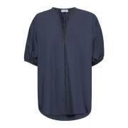 Brunello Cucinelli Blå Bomull Kimono Ärm Tunika Topp Blue, Dam