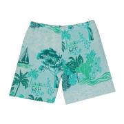 Laneus Bomullsshorts med knappdetaljer Green, Herr