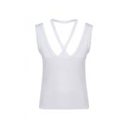 MM6 Maison Margiela Räfflad Ärmlös Topp White, Dam