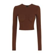 Dolce & Gabbana Jersey Top med långa ärmar Brown, Dam