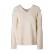 Pepe Jeans Ivory White V-Neck Sweater Beige, Dam