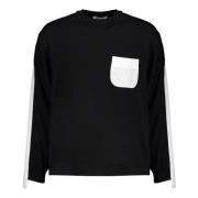 Ambush Räfflad Crew-neck Sweater med Logo Bands Black, Herr