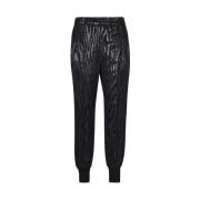 Stella McCartney Lurex Joggers med Ribbade Ankelmuddar Black, Dam