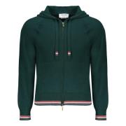 Thom Browne Kashmir Dragkedja Cardigan Ribbade Fickor Trefärgad Green,...