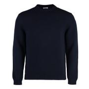 Malo Räfflad Crew-Neck Ulltröja Blue, Herr