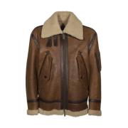 Dsquared2 Sheepskin Jacka med Spetsig Krage Brown, Herr