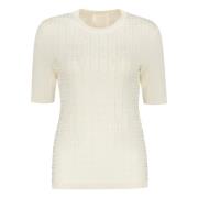 Givenchy Räfflad Krage Viskos T-shirt med Logotyp Beige, Dam