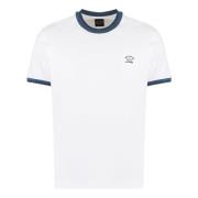 Paul & Shark Bomull Logo T-shirt Ribbad Krage Ärmar White, Herr