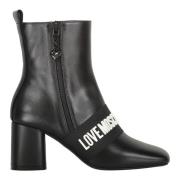 Love Moschino Logoband Blockklack Stövlar Black, Dam