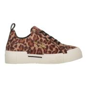 Love Moschino Djurmönster Låg-Top Sneakers Brown, Dam