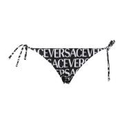 Versace Tryckt polyesterblandning bikini botten Black, Dam