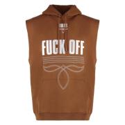 Vetements Broderad Bomullshoodie Brown, Herr