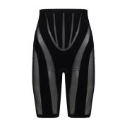 Mugler Semitransparenta shorts med sammetinsatser Black, Dam