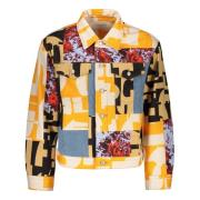 Dries Van Noten Denimjacka med Kontrasterande Insatser Multicolor, Her...