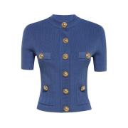 Balmain Stilfull Cardigan för Trendiga Looks Blue, Dam