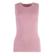 Zimmermann Räfflad Stickad Tanktop Pink, Dam