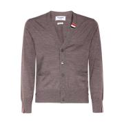 Thom Browne Ull Cardigan med Tricolor Detalj Brown, Herr