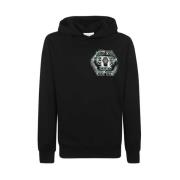 Philipp Plein Bomullshoodie med Logotryck Black, Herr