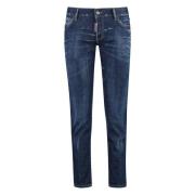 Dsquared2 Slitna straight leg jeans med lädermärke Blue, Dam