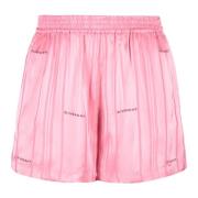 Givenchy Randig Logo Print Siden Shorts Pink, Dam