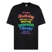 Vetements Bomull T-shirt med Kontrasterande Tryck Black, Herr