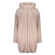 Herno Shearling Ullblandad Kappa med Huva Pink, Dam