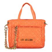 Love Moschino Quiltad Handväska med Avtagbar Clutch Orange, Dam