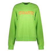 Dsquared2 Bomullsweatshirt med logodetalj Green, Dam