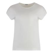 Malo Räfflad Stickad Bomull T-shirt White, Dam