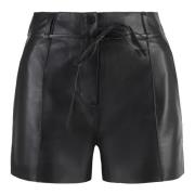 Yves Salomon Snygga Lädershorts med Bälte Black, Dam