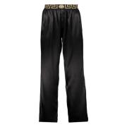 Versace Silkespyjamasbyxor med kontrasterande logotyp Black, Dam