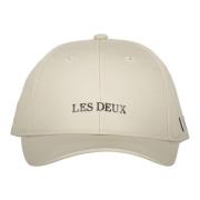 Les Deux Bomull Baseball Cap med Front Logo Beige, Herr