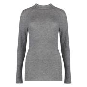 Wolford Räfflad ull turtleneck tröja Gray, Dam