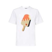 Icecream Bomull T-shirt med Front Print White, Herr