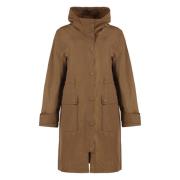 Yves Salomon Huvad tekniskt tyg parka Brown, Dam