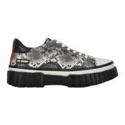 Love Moschino Python Print Låga Sneakers Gray, Dam