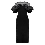 Alexander McQueen Ruffled Ärm Klänning Black, Dam