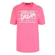 Versace Bomull T-shirt med Fronttryck Pink, Dam