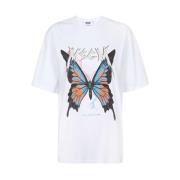 Msgm Tryckt bomull T-shirt White, Dam