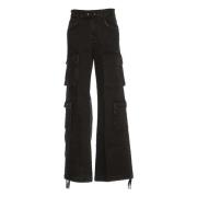 Department Five Cargo Byxor Wide Leg Design Black, Dam