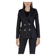 Rinascimento Svart Blazer med Fickor och Revers Black, Dam