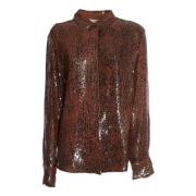 Dries Van Noten Brun Paljettbroderad Figursydd Skjorta Brown, Dam