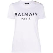 Balmain Grundläggande Kortärmad Vit T-shirt White, Dam