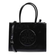 Tory Burch Svart Vernice Shoppingväska med Ikoniskt Logotyp Black, Dam